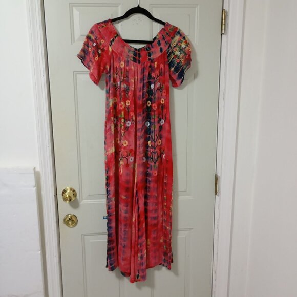 Wonderland By Orange Vintage Romper Sz M With Floral Embroidery & Tie-Dye Design - Picture 1 of 12